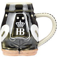 Mini mug Hofbraeuhaus Muenchen 'Lederhose' 0,06 L, verre à bière en grès classique, fait main, durable, résistant, original