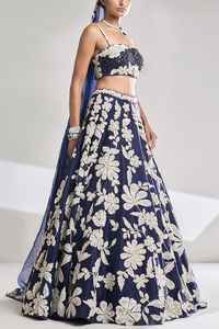 Design moderne Vêtements décontractés pour femmes Tapis rouge Function Wear Blue Faux Georgette Lahenga Choli Set Size Multi Color Indian - Product Image 6