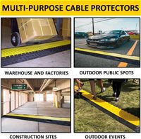 Rampe de protection de câbles en caoutchouc robuste à 1, 2, 3, 4, 5 ou 6 canaux avec couvercle articulé jaune pour la sécurité des allées et des routes
