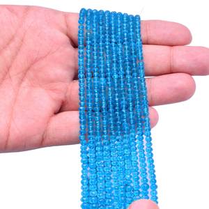 Piedra preciosa de apatita de neón AAA, cuentas de Rondelle facetadas de 3mm-5mm, cuentas sueltas de piedras preciosas semipreciosas de apatita azul Natural para la fabricación de joyas - Product Image 5