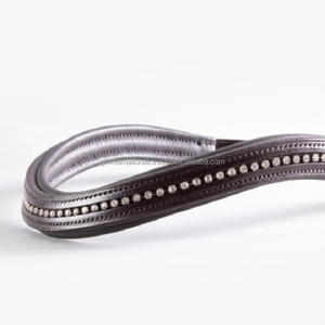 Productos de caballo ecuestre de primera calidad, banda de ceja de caballo de cuero negro o marrón hecha a mano con cadena ostentosa de cristales de 1 fila - Product Image 4
