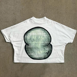 เสื้อยืดโอเวอร์ไซส์ผ้าคอตตอน100% ของผู้ชายทรงโอเวอร์ไซส์สไตล์2024ออกแบบได้ตามใจชอบด้วยเทคโนโลยีแห้งเร็ว - Product Image 2