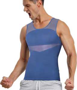 Ropa moldeadora de compresión para hombre, camiseta sin mangas, chaleco adelgazante, camiseta interior de malla transpirable, Corrector de postura, Top de entrenamiento para Fitness para hombres - Product Image 4