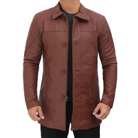 Manteau d'hiver vintage en cuir véritable pour homme, best-seller, confortable, longueur personnalisable, décontracté, long, écologique, pour garçons