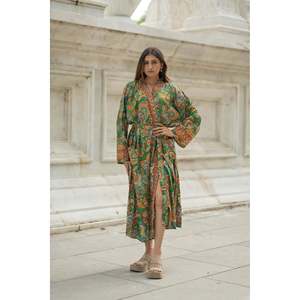 Kimono de Lujo de Mezcla de Seda para Mujer, Bata Suave y Transpirable, Ropa de Estar por Casa Larga, Ropa de Dormir para Damas de Honor, Resort de Playa, Tejido ODM - Product Image 3
