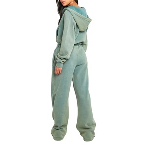 Conjunto de chándales lavados con ácido para mujer, jersey de cuello redondo de lana personalizado, sudadera de Fitness con pantalones para correr, chándal para mujer 2026 - Product Image 5