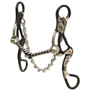 Muserolle en cuir doublée de polaire hackamore avec des joues en acier inoxydable Western Bits - Product Image 3