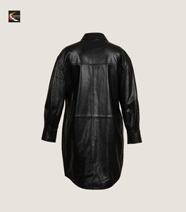 Ladies Leather Long Coat Wholesale Bulk Production Durable Stylish - Product Image 4