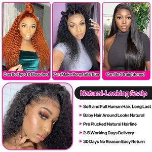 วิกผมชาวพม่าดิบเกรด12A สำหรับผู้หญิงวิก<span class=keywords><strong>ผม</strong></span>หยิกเป็นลูกไม้ความละเอียดสูงฐานผ้าไหมยาว360อ่อน - Product Image 6