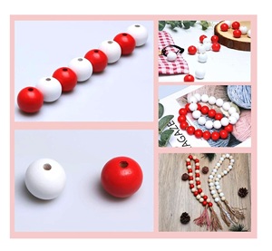 Perles en bois blanc rouge 20mm perles rondes en bois trou de 4mm 1 perles en bois colorées personnalisées en forme et dimensionnées livraison rapide depuis l'Inde - Product Image 2