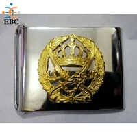 Boucle de ceinture personnalisée en alliage moulé sous pression, laiton et acier, plaqué or, avec logo personnalisé, double ardillon, style européen formel, modèle Crown Rare