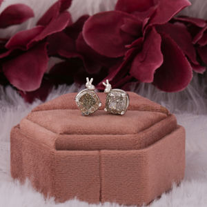 Jaune coussin coupe laboratoire cultivé diamant Martini réglage luxe boucles d'oreilles 10KT or massif boucle d'oreille cadeau pour les femmes anniversaire - Product Image 4