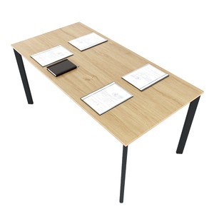 Ministerial <b>Table</b> 160x80cm Made of Melamine-Coated Plywood with Oval Iron Legs HBOV044 <b>Office</b> Furniture Adjustable for Hotel Use - Product Image 1