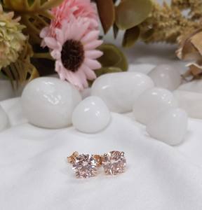 2 Carat Lab Grown Light Pink Diamond <b>Stud</b> <b>Earrings</b> Solid 14K Rose Gold Push Back Women's <b>Earrings</b> - Product Image 1