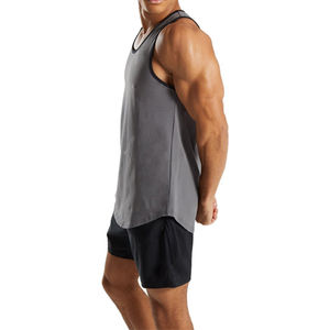 Camisetas sin mangas de entrenamiento para gimnasio para hombre, camisetas de poliéster flexibles de LICRA con estampado de seda de secado rápido para hombre, venta al por mayor - Product Image 2