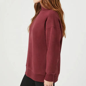 High Quality Custom Logo Cotton Plain Mock Neck Loose Fit <b>Sweatshirts</b> for Women Cheap Price Solid Color <b>Fleece</b> Women - Product Image 6