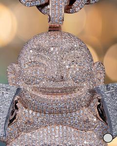 Pendentif en diamant Moissanite VVS Pendentif Bouddha qui rit Bijoux hip-hop glacés glamour avec finition dorée en argent sterling 925 - Product Image 3