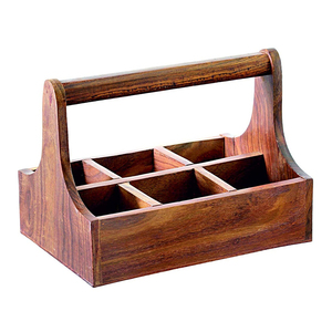 Wooden Crate Set 6 Bottles Wine Wooden Storage Organizer Serving <b>Tray</b> for Home Decoration Display <b>Tray</b> With Handles - Product Image 1