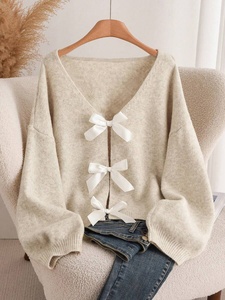 Cárdigan de Punto para <span class=keywords><strong>Mujer</strong></span>, Suéter con Lazo Decorativo, Ropa Femenina, Venta <span class=keywords><strong>al</strong></span> <span class=keywords><strong>Por</strong></span> <span class=keywords><strong>Mayor</strong></span>, Fabricante, Fábrica DZ1 - Product Image 1