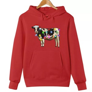 Hoodie <b>Christmas</b> Cow Heifer Santa <b>Hat</b> Light Decor Farm Farmer Gift Jumper Sweatshirts Pullover Hoodie <b>for</b> Men MS-HD-1110 - Product Image 2