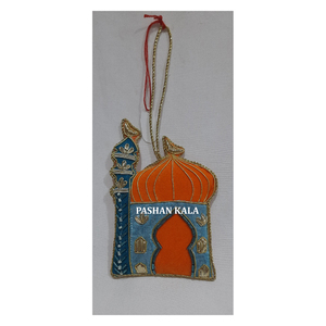 Material de tela Zari bordado árbol de Navidad adornos colgantes forma personalizada multicolor utilizado para decoración de fiestas en Hotel - Product Image 1