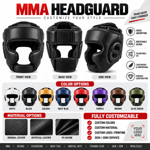 อุปกรณ์ป้องกันศีรษะสำหรับมวย MMA ระดับมืออาชีพ น้ำหนักเบา ระบายอากาศได้ดี ปรับขนาดได้ กระชับพอดีตัว รับผลิตแบบ OEM ODM - Product Image 2