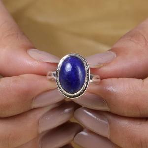 Wholesale <b>Lapis</b> <b>Lazuli</b> <b>Ring</b> 925 Sterling Silver Jewelry for Girls Handmade Cabochon <b>Ring</b> Anniversary Gift for Wife - Product Image 3