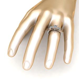 Anillo de compromiso con diseño de nudo de Plata de Ley 925 de dos tonos con diamante de corte princesa para mujer al mejor precio - Product Image 5