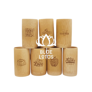 ถ้วยน้ำดื่มไม้ไผ่ทำมือคุณภาพสูงลายดอกบัวสีน้ำเงินเวียดนามสำหรับใช้ในชีวิตประจำวันและความยั่งยืน Ms. Cherish - Product Image 1