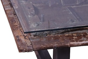 Mesa de centro de puerta de hueso de estilo moderno con tapa de vidrio de altura ajustable y características de almacenamiento decorativas muebles para el hogar - Product Image 5