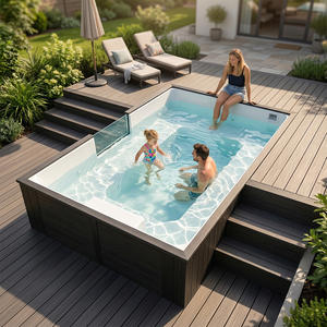 Jacuzzi Exterior Elevado de Fibra de Vidrio con Cascada y Asientos Confortables, Piscina de Hidroterapia con Iluminación LED - Product Image 3