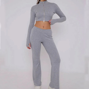 Conjunto Deportivo para Mujer, Top Corto Personalizado, Conjunto Informal de Dos Piezas para Entrenamiento, Ropa para Mujer, Sudadera con Cremallera y Pantalones Jogger 2026 - Product Image 1