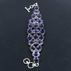 Amatista 925 Pulsera de plata esterlina Piedra preciosa púrpura ajustable = Regalo perfecto de piedra natal de abril para ella - Product Image 5