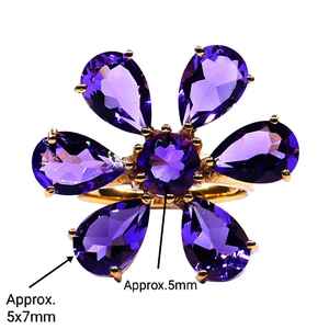 Anillo de amatista de Plata de Ley 925 estilo clásico chapado en oro para bodas y fiestas - Product Image 6