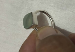 Anillos de plata de ley hechos a mano, Forma cuadrada, Prehnita, calcedonia, GEMA, 8MM, conjunto de bisel, joyería para regalo de aniversario para mujer - Product Image 4