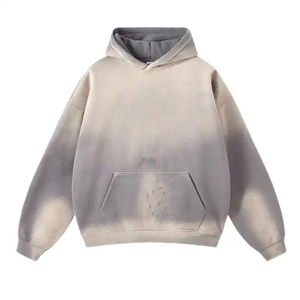 High quality Acid Washed Distressed Hoodie Streetwear Oversize <b>Pullover</b> 400/450gsm Cotton <b>Mens</b> Blank Hoodies & Sweatshirts - Product Image 1