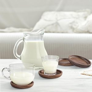 100% Natural Walnut <b>4</b> Inch Wooden Coasters <b>Set</b> 6 Pack with Anti-Scratch Backing <b>for</b> <b>Dining</b> Room Coffee <b>Table</b> Home Decor - Product Image 3