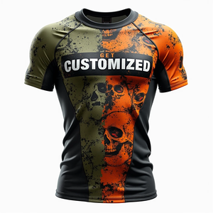 Rashguard MMA personnalisé haute performance, manches courtes, extensible, léger, respirant, confortable, coupe ajustée, Kimono de Jiu - Product Image 5