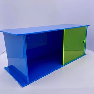 Armoire moderne en acrylique à blocs de couleur avec portes coulissantes, design géométrique multicolore vibrant pour utilisation hôtelière - Product Image 1