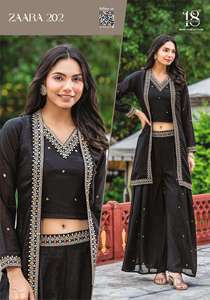 Kurti de Tela de Seda Vichitra de 3 Piezas de Venta Rápida en Nueva Tendencia para la Colección Femenina en Calidad Premium con Kurti, Pantalón y Dupatta - Product Image 4