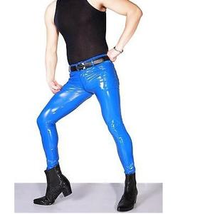 กางเกงรัดรูปหนังแกะสำหรับผู้ชายกางเกงกีฬาแบบเรียบเข้ารูปสีฟ้าเข้มขายส่ง2025 - Product Image 1
