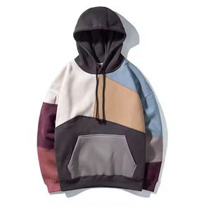 Sweat à capuche personnalisable de qualité supérieure en tissu éponge 100% coton, motif uni, design de poche, dernier design patchwork, OEM - Product Image 1