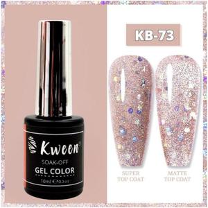 Vernis à ongles gel pailleté multi-mix Kween - Or rose cristallin semi-permanent, vernis gel UV à retirer par trempage pour nail art - Product Image 4