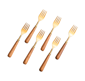 Tenedor de metal de la mejor oferta con mango de madera, logotipo personalizado para cenas, bodas de Navidad, precio al por mayor - Product Image 1