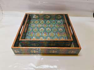 Bandeja de servicio de esmalte decorativo multicolor Forma redonda para bandeja de hoteles y restaurantes Bandeja de acabado de esmalte de la mejor calidad - Product Image 4