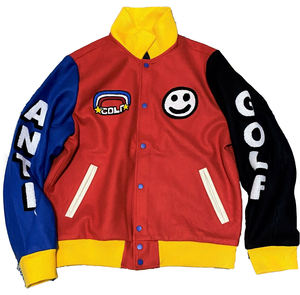 OEM vestes en polaire douce Letterman Varsity pour hommes taille XS veste en laine à blocs de couleurs avec patchs en chenille sur pied - Product Image 1