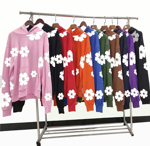 Vêtement d'extérieur pour homme en denim de coton de designer, lourd, coupe-vent, respirant, doublé, à capuche, style streetwear, imprimé, déchiré - Product Image 1