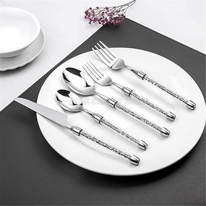 High Quality Designer Luxury Cutlery Set Flatware Art Assembly Silver-Plated Stainless Steel Wood Resin Handle Disposable Luxury - Product Image 6