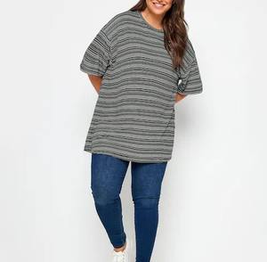 Camiseta Extra Grande con Logotipo Personalizado para Mujer, de Secado Rápido, Transpirable, de Algodón, Corte Holgado, Manga Corta, Cuello Redondo, Diseño Liso, Primavera/Verano - Product Image 2