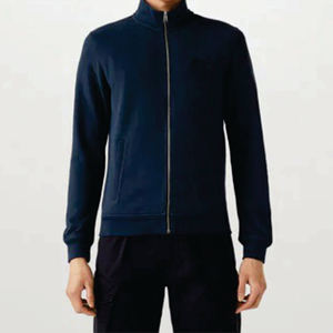 Veste zippée pour homme, bleu marine, couleur unie, fermeture éclair intégrale, col montant, sweat-shirt décontracté, coupe ajustée, léger, streetwear, vêtement d'extérieur - Product Image 5